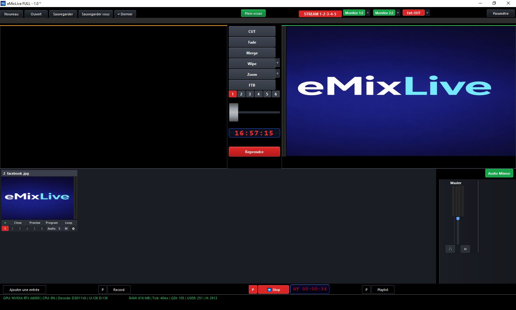 eMixLive — Studio live professionnel Preview/Program